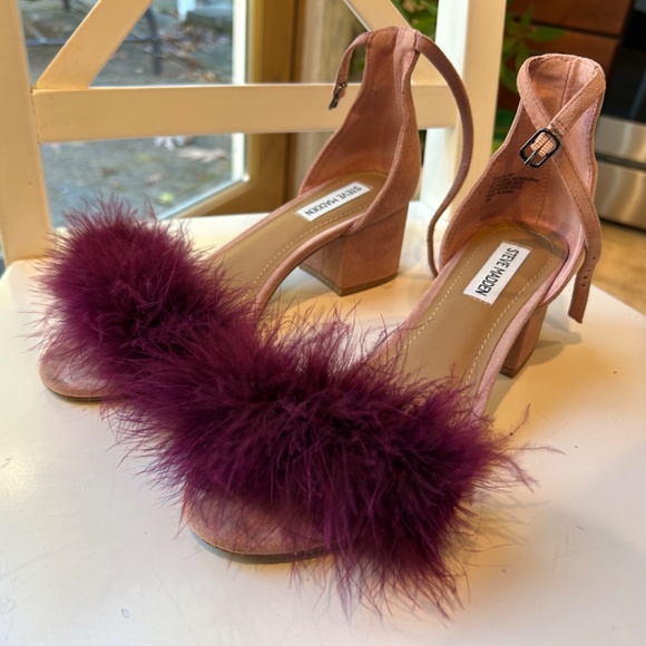 Sam Edelman low heel rose pink sandals with feathers size 8 - Picture 4 of 6